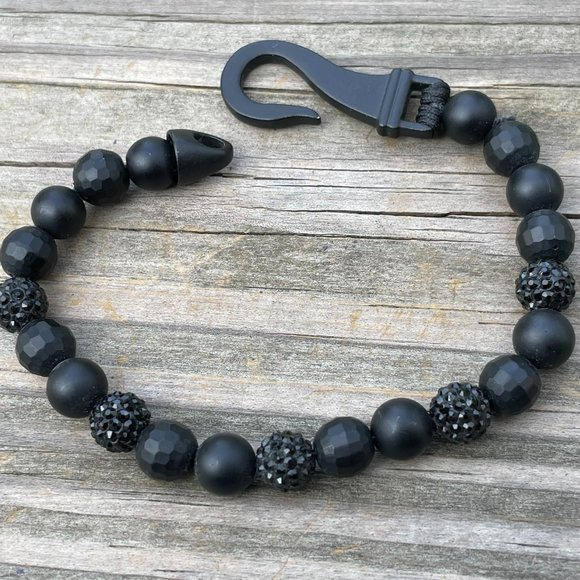 Nordstrom Rack Bracelet Men Wristband Black beads - Picture 2 of 9